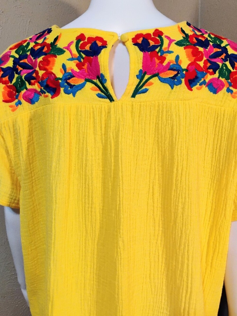 Embroidered Floral Peasant Top - Picture 5 of 5